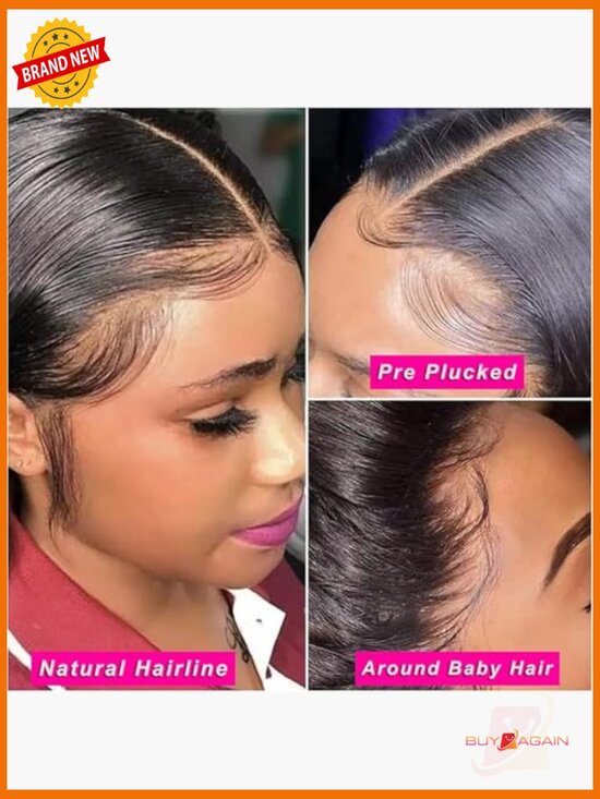 Straight Lace Front Wig Human Hair 4x4 Closure 200 Density Glueless main image 7